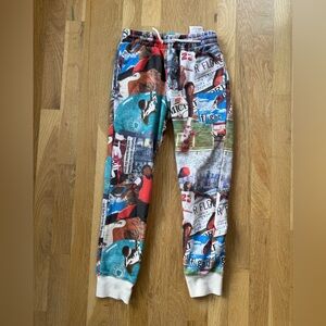 Jordan Brooklyn Fleece Multicolor Allover Graphic Print Jogger Sweatpants Small